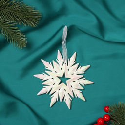 Цена за 2 шт. Ёлочная игрушка Зимнее волшебство. Снежинка рельефная, 1111 см, белый перелив