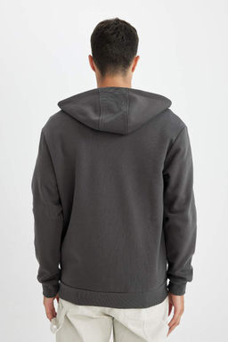 толстая толстовка на молнии с капюшоном и мягкой подкладкой Comfort Fit - Defacto фото 6