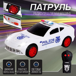 Машинка на пульте управления Гоночный патруль, радиоуправление, работает от батареек, световые эффекты, МИКС