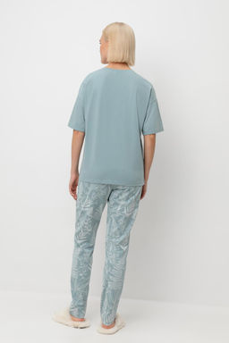 Е 20142/пыльно-голубой,лесной гербарий пижама жен