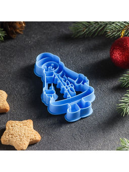 Форма для печенья новогодняя «Снегурочка», вырубка, штамп, 10×5.9×1.4 см, пластик, голубая