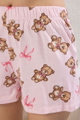 Trendyolmilla Pembe %100 Pamuklu Ay?c?kl? ve Kurdele/Fiyonklu Sortlu Orme Pijama Tak?m? THMSS25PT00065  фото 4