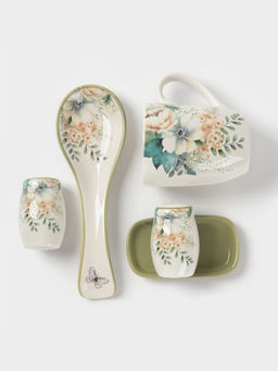 Кружка Доляна Цветы, 330 мл, фарфор, белая