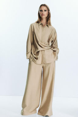 GOLD BUTTON WRAP SHIRT