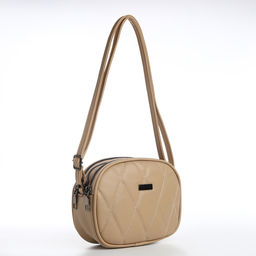 Сумка женская кросс-боди на молнии, 19×7×15 см, со стёжкой, бежевая