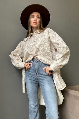 Рубашка женская HUG077/02/Молочный, коричневый