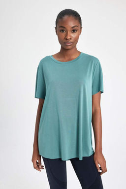 DeFactoFit Oversize-футболка премиум-класса для спортсменов с круглым вырезом и короткими рукавами  фото 6