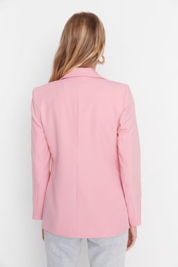 Pembe Regular Astarl? Dokuma Blazer Ceket TWOSS21CE0137