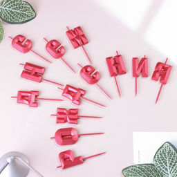 Набор свечей для торта С Днём Рождения, рубиновый