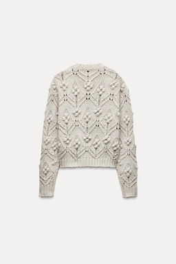 CABLE-KNIT SWEATER WITH POMPOMS - Zara фото 4