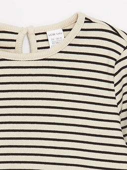 Bisiklet Yaka Uzun Kollu ?izgili K?z Bebek Ti??rt