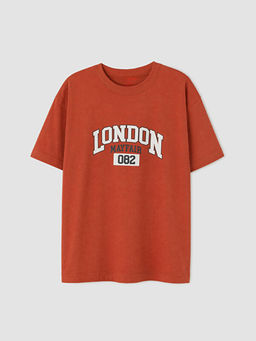 Bisiklet Yaka London Bask?l? Erkek ?ocuk Ti??rt