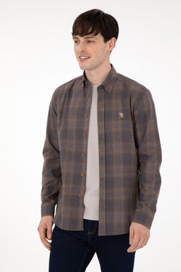 Мужская коричневая рубашка с длинным рукавом Неожиданная скидка в корзине - U.s. polo assn фото 3