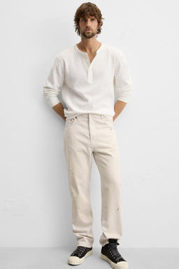 PAINT SPLATTER STRAIGHT-LEG JEANS - Zara фото 5