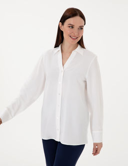 Beyaz Comfort Fit Uzun Kollu G_mlek