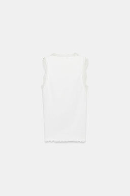 CAMISETA RIB ENCAJE / Blanco roto - Zara фото 2