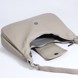 Сумка-мешок на молнии, наружный карман, длинный ремень, цвет серо-бежевый - Simaland фото 7