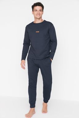 TRENDYOL MAN Gri Regular Fit Bask?l? Orme Pijama Tak?m? TMNAW22PT0754 - Trendyolmilla фото 4