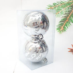 Набор шаров D=8см, 2шт. (BA099сер) серебро, в ПВХ упаковке