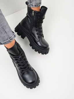 Ботинки 346.чанкиbl. Черный макс / Шерсть