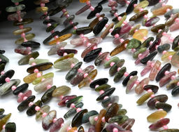 Бусины из турмалина "рожки", 37см, 70 бусин Радуга камня