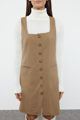 TRENDYOLMILLA Vizon Kare Yaka Poliviskon Kumas Astarl? Mini Dokuma Ceket Elbise TWOAW25EL00191  фото 8