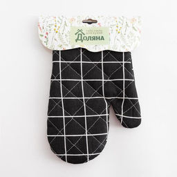 Варежка Доляна Клетка цв.черный 26*16 см, 100% п/э  фото 4