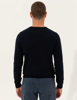 Lacivert Slim Fit Bisiklet Yaka Basic Triko Kazak - Pierre cardin фото 5