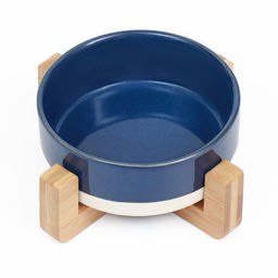 Миска керамическая на подставке 450 мл 13 х 5 см синяя с белым - Пижон фото 2