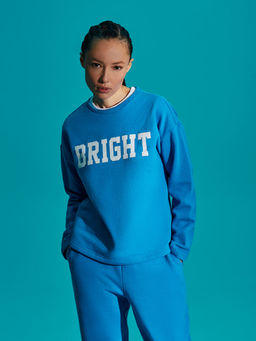 Голубая толстовка с текстовым принтом - Incity фото 2