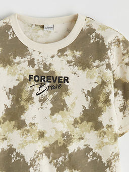 Bisiklet Yaka Batik Desenli Erkek ?ocuk Ti??rt