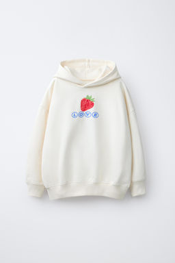 SUDADERA CAPUCHA FRUTAS / Crudo