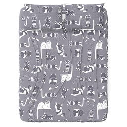 Простыня 1,5 спальная "Кошки, серый" 150х215см, бязь "Комфорт" 121г/м2, хлопок 100%, упаковка "классическая" ПВХ 28х41см, "Домашняя мода" (Россия)