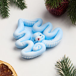 Фигурное мыло Змейка Ёлочка синяя на белом, 40гр - Мыльные штучки фото 2