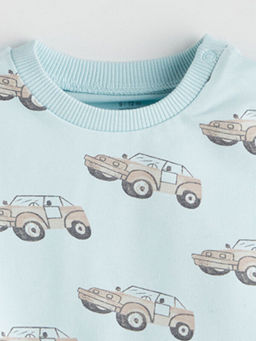 Bisiklet Yaka Desenli Erkek Bebek Ti??rt