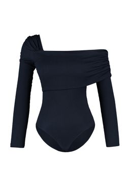 TRENDYOLMILLA Zumrut Yesili Asimetrik Yaka Drapeli Fitted/Vucuda Oturan Burumcuk C?tc?tl? Orme Body TWOAW23BD00043 фото 14