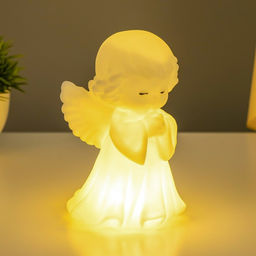 Фигурка светящаяся RISALUX «Ангелочек», LED-ночник, батарейки 3×LR44, белый, 8.5×8×14.5 см
