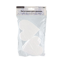 Love2art DPZ-S Заготовка для декора №010 пенополистирол 10 х 1 х 10 см 6 шт 01 Сердечки 100 мм 6 шт