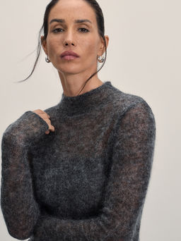 Вязаный шерстяной лонгслив с мохером в составе / Zarina  фото 2