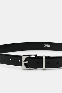 100% LEATHER BELT WITH GEOMETRIC BUCKLE - Zara фото 5