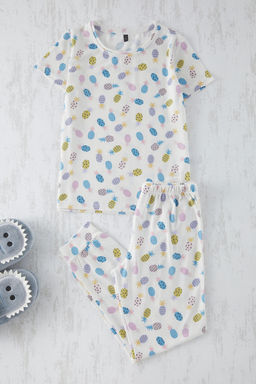 Ekru K?z Cocuk Meyve Desenli T-Shirt-Jogger Esofman Alt? Orme Pijama Set TKDSS25PT00002 - Trendyolmilla фото 2