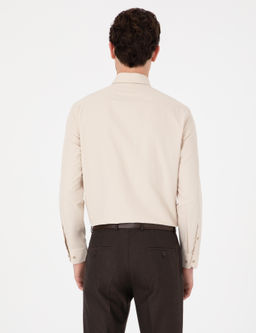 Bej Slim Fit Uzun Kollu Basic G_mlek