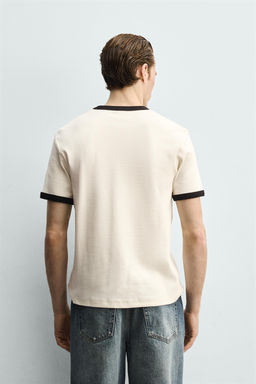 BASIC RIBBED CONTRAST T-SHIRT - Zara фото 11