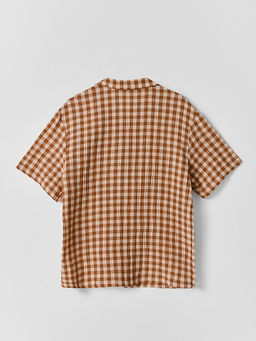 Рубашка для мальчиков коричневая в клетку прямого кроя - Mark formelle фото 6