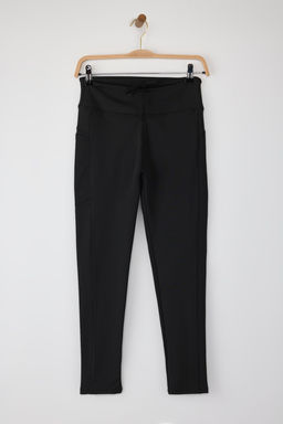 Siyah Dalg?c/Scuba Kumas Bel Baglama Detayl? Tam Boy Orme Spor Tayt THMAW26TY00004 - Trendyolmilla фото 5