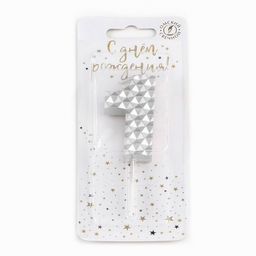 Свеча в торт на шпажке Соты, цифра 1, 7 см, серебро - Simaland фото 4