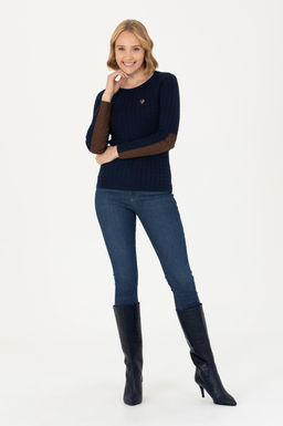 Женский базовый свитер темно-синего цвета с круглым вырезом Неожиданная скидка в корзине - U.s. polo assn фото 11