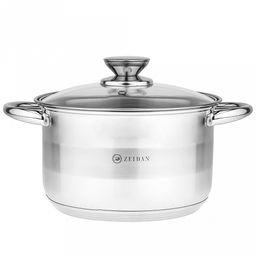 Zeidan Кастрюля из нержавеющей стали Vienna 5,1л, д22см, стеклянная крышка с декоративным кантом, ручки под золото, 5-ти степовое капсулированное индукционное дно, подарочная упаковка (Китай) Подходит для индукционных плит. - Домашняя мода фото 3