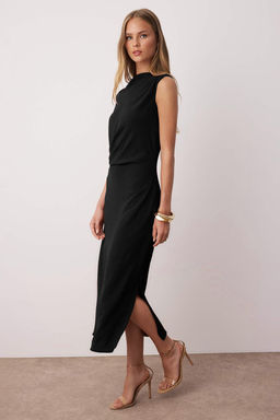 Koyu Visne Aksesuar Detayl? Midi Dokuma Elbise TWOSS25EL00862 - Trendyolmilla фото 13