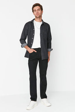 Siyah Smoke %100 Pamuk Straight Fit Jeans Kot Pantolon TMNAW23JE00062 - Trendyolmilla фото 2